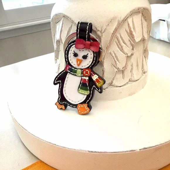 Coach Penguin Keychain with Red Bow and Scarf - Picture 3 of 9